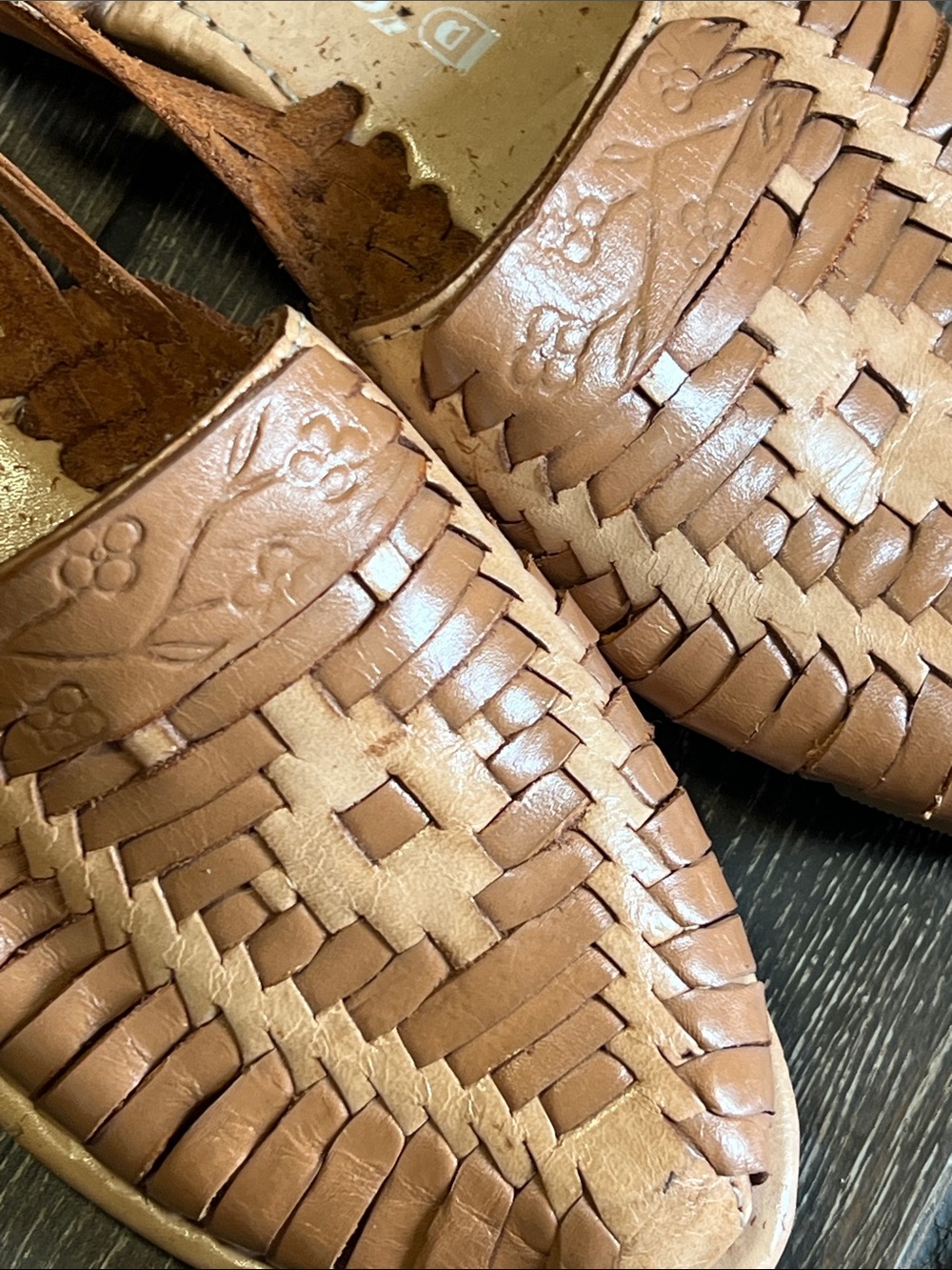 Woven Leather Huarache Slip-On Loafers in Tan - Picture 4 of 5
